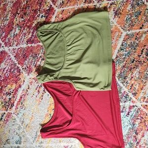 SHEIN Red and Green Crop Tanks